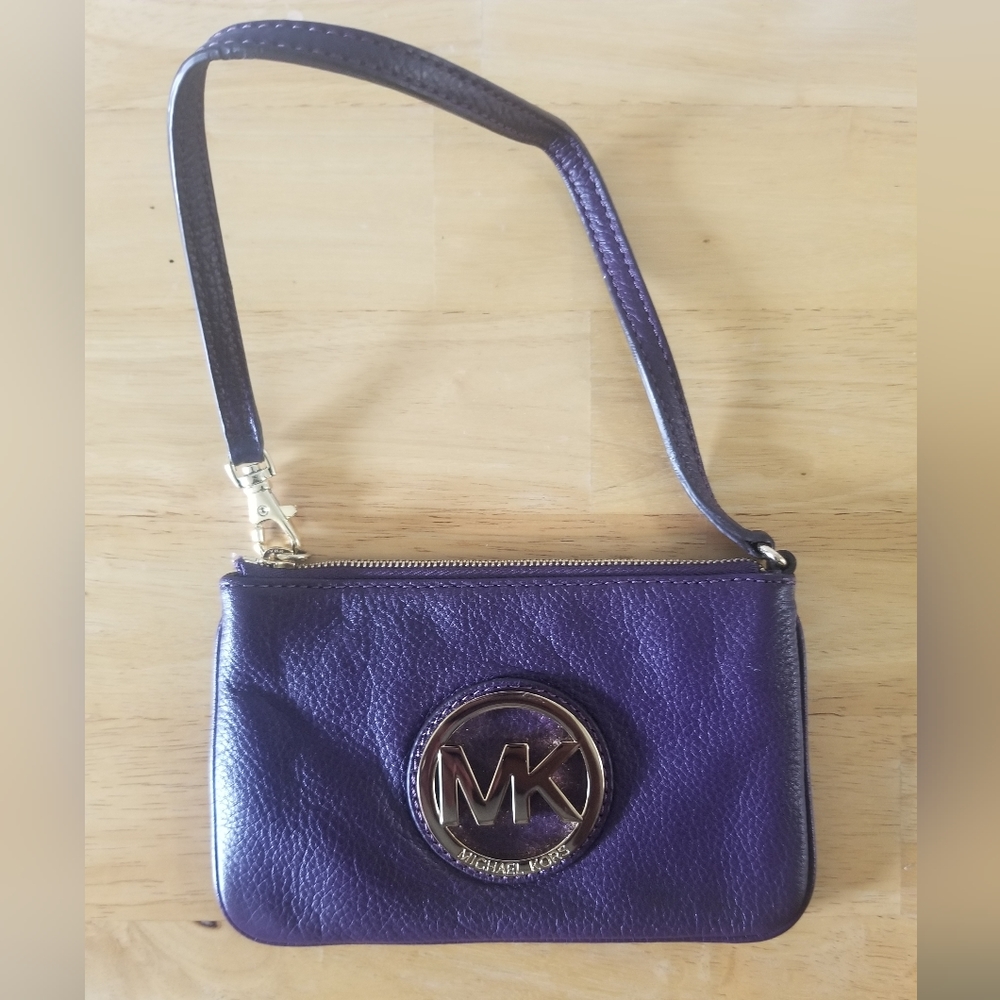 Michael Kors Purple Wristlet w/ Gold "MK" Emblem
